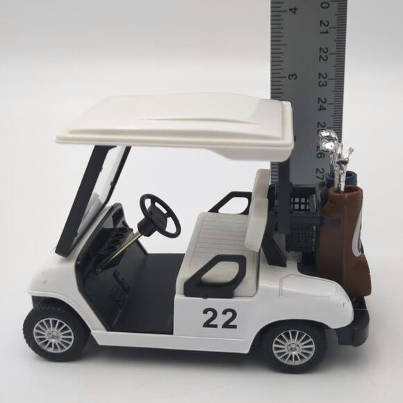 Kintoy White Golf Cart Mini Vehicle 1:24 Scale w Bags Worldwide Pullback Racer - Picture 7 of 7